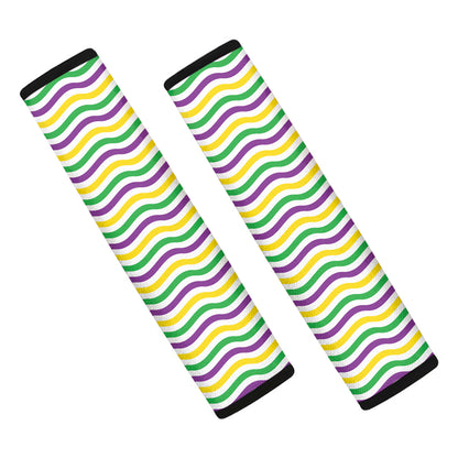 Mardi Gras Wave Pattern Print Car Seat Belt Covers