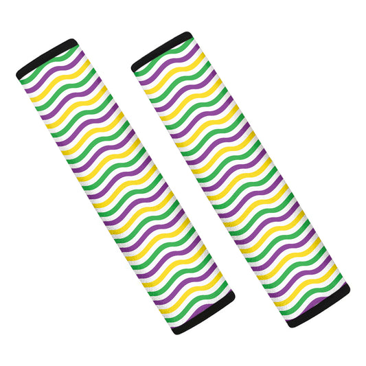 Mardi Gras Wave Pattern Print Car Seat Belt Covers
