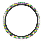 Mardi Gras Wave Pattern Print Car Steering Wheel Cover