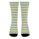 Mardi Gras Wave Pattern Print Crew Socks