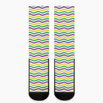 Mardi Gras Wave Pattern Print Crew Socks