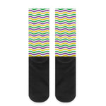 Mardi Gras Wave Pattern Print Crew Socks