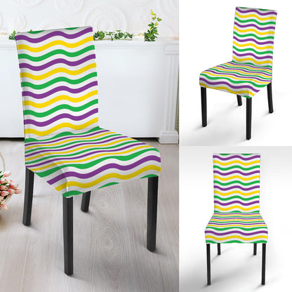 Mardi Gras Wave Pattern Print Dining Chair Slipcover