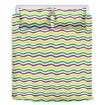 Mardi Gras Wave Pattern Print Duvet Cover Bedding Set