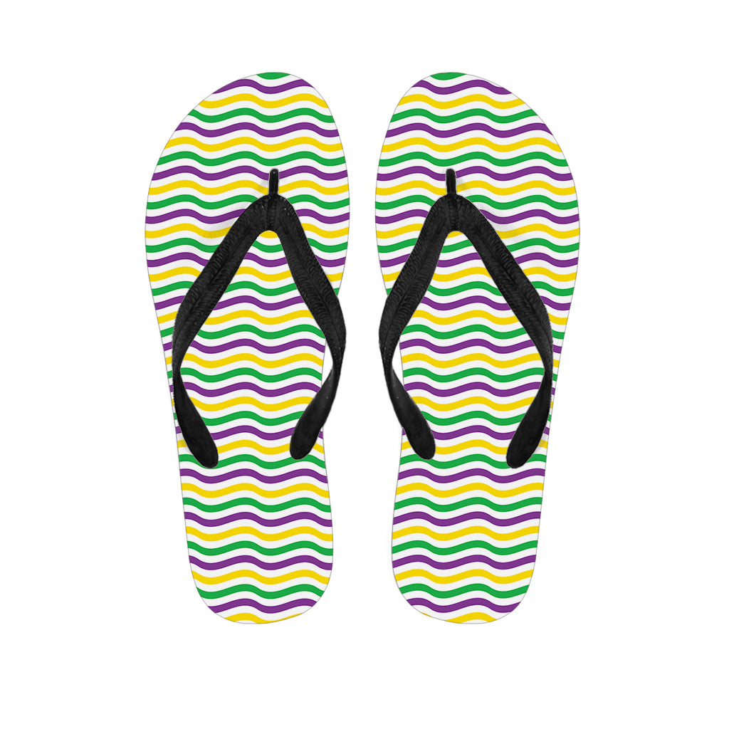 Mardi Gras Wave Pattern Print Flip Flops