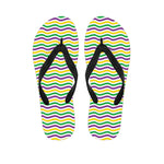 Mardi Gras Wave Pattern Print Flip Flops