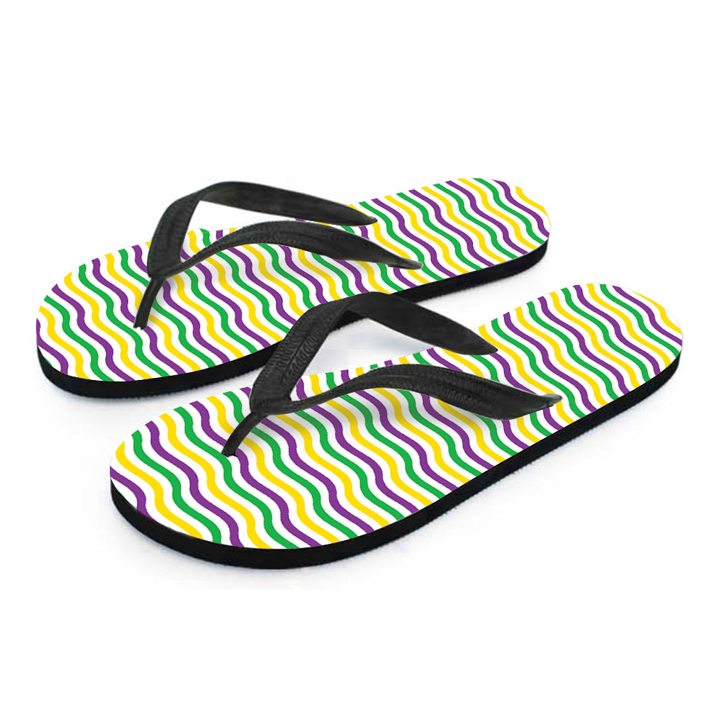 Mardi Gras Wave Pattern Print Flip Flops