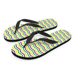 Mardi Gras Wave Pattern Print Flip Flops