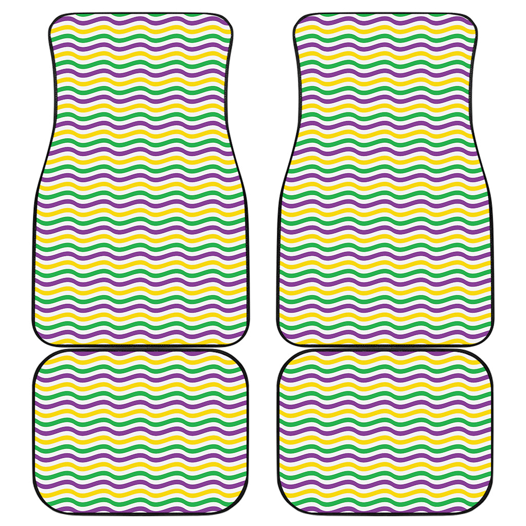 Mardi Gras Wave Pattern Print Front and Back Car Floor Mats