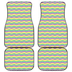 Mardi Gras Wave Pattern Print Front and Back Car Floor Mats