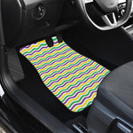 Mardi Gras Wave Pattern Print Front and Back Car Floor Mats
