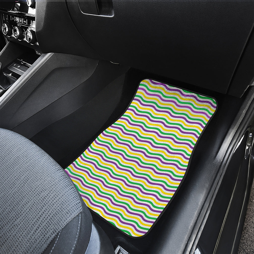 Mardi Gras Wave Pattern Print Front and Back Car Floor Mats