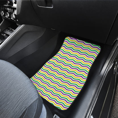 Mardi Gras Wave Pattern Print Front and Back Car Floor Mats