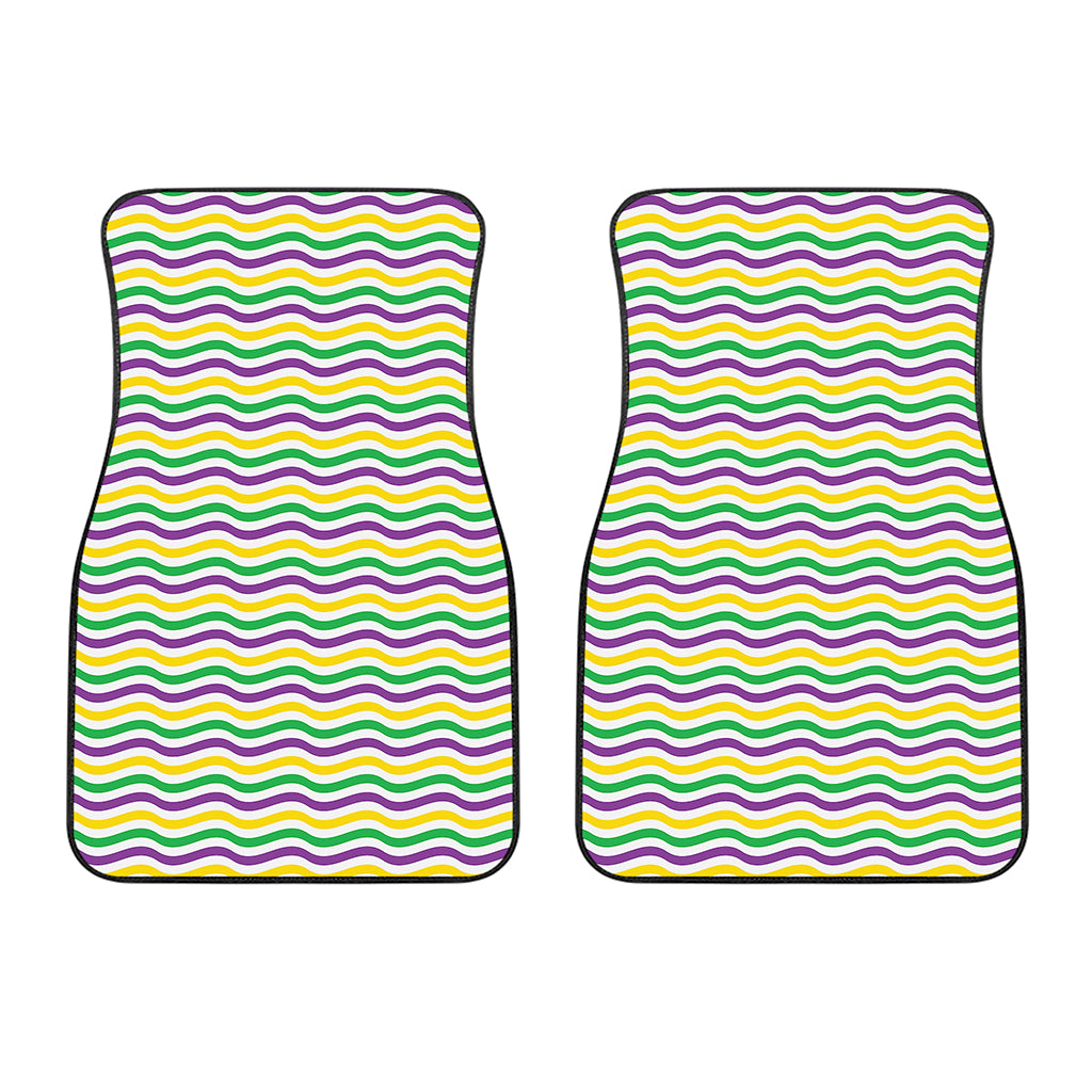 Mardi Gras Wave Pattern Print Front Car Floor Mats