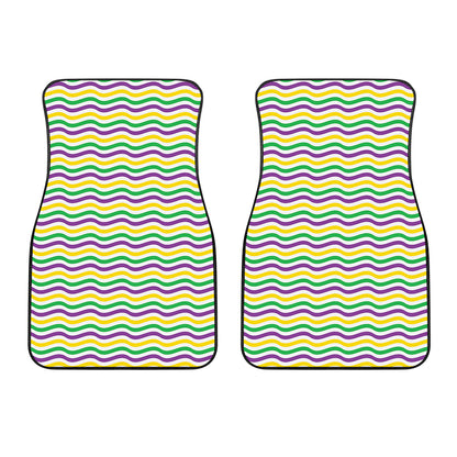 Mardi Gras Wave Pattern Print Front Car Floor Mats