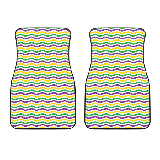 Mardi Gras Wave Pattern Print Front Car Floor Mats