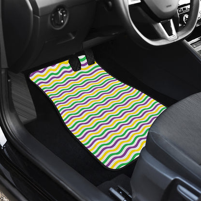 Mardi Gras Wave Pattern Print Front Car Floor Mats