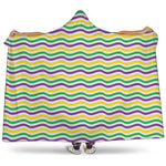 Mardi Gras Wave Pattern Print Hooded Blanket