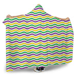 Mardi Gras Wave Pattern Print Hooded Blanket