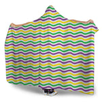 Mardi Gras Wave Pattern Print Hooded Blanket