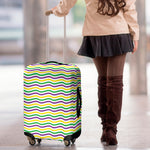 Mardi Gras Wave Pattern Print Luggage Cover