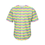 Mardi Gras Wave Pattern Print Men's Baseball Jersey
