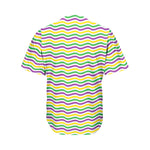 Mardi Gras Wave Pattern Print Men's Baseball Jersey