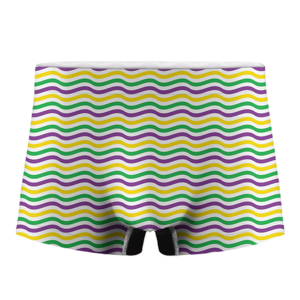 Mardi Gras Wave Pattern Print Men's Boxer Briefs