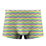 Mardi Gras Wave Pattern Print Men's Boxer Briefs