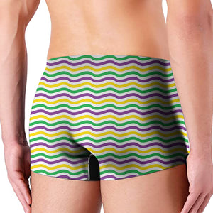 Mardi Gras Wave Pattern Print Men's Boxer Briefs