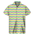 Mardi Gras Wave Pattern Print Men's Short Sleeve Shirt