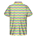 Mardi Gras Wave Pattern Print Men's Short Sleeve Shirt