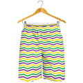 Mardi Gras Wave Pattern Print Men's Shorts