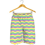 Mardi Gras Wave Pattern Print Men's Shorts