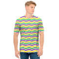 Mardi Gras Wave Pattern Print Men's T-Shirt