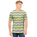 Mardi Gras Wave Pattern Print Men's T-Shirt