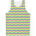 Mardi Gras Wave Pattern Print Men's Tank Top