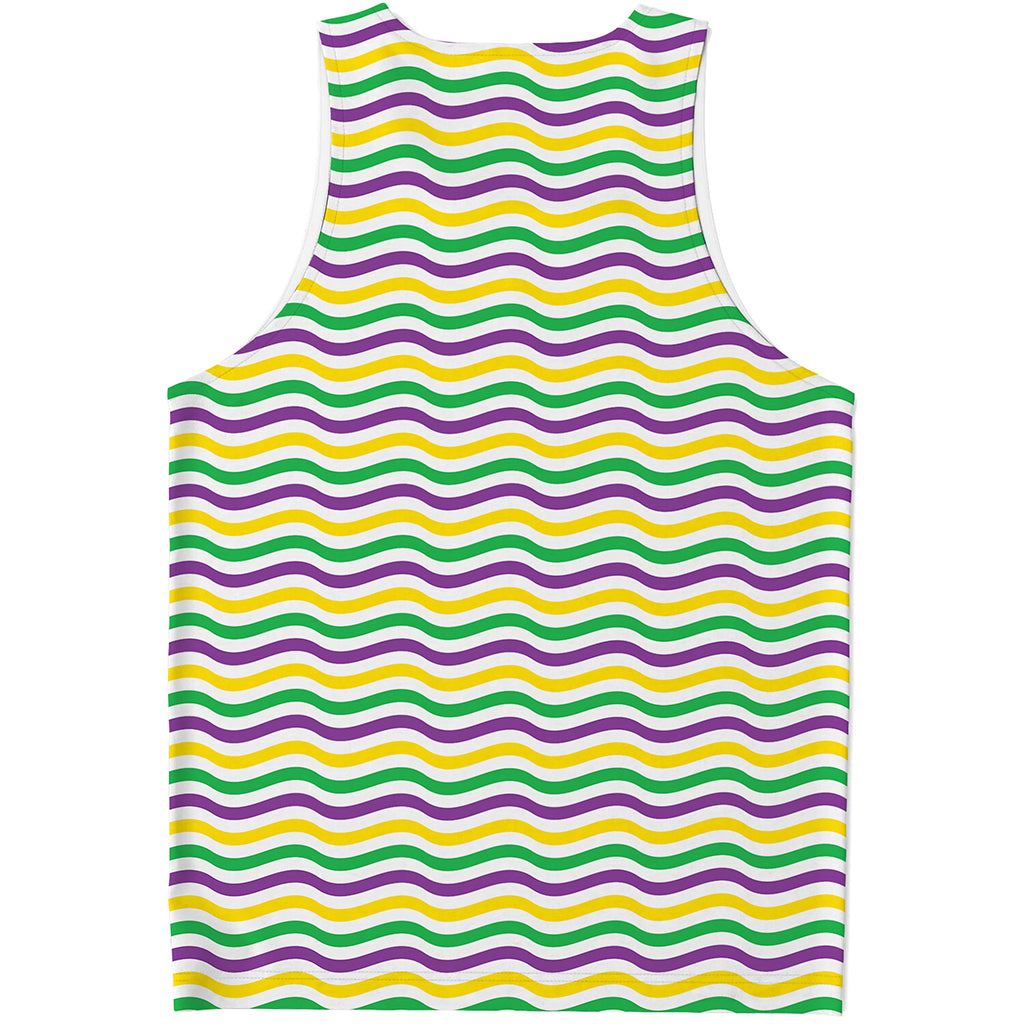Mardi Gras Wave Pattern Print Men's Tank Top