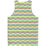Mardi Gras Wave Pattern Print Men's Tank Top