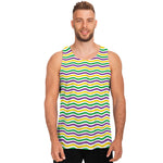 Mardi Gras Wave Pattern Print Men's Tank Top
