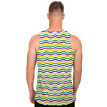 Mardi Gras Wave Pattern Print Men's Tank Top