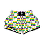 Mardi Gras Wave Pattern Print Muay Thai Boxing Shorts
