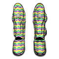 Mardi Gras Wave Pattern Print Muay Thai Shin Guards