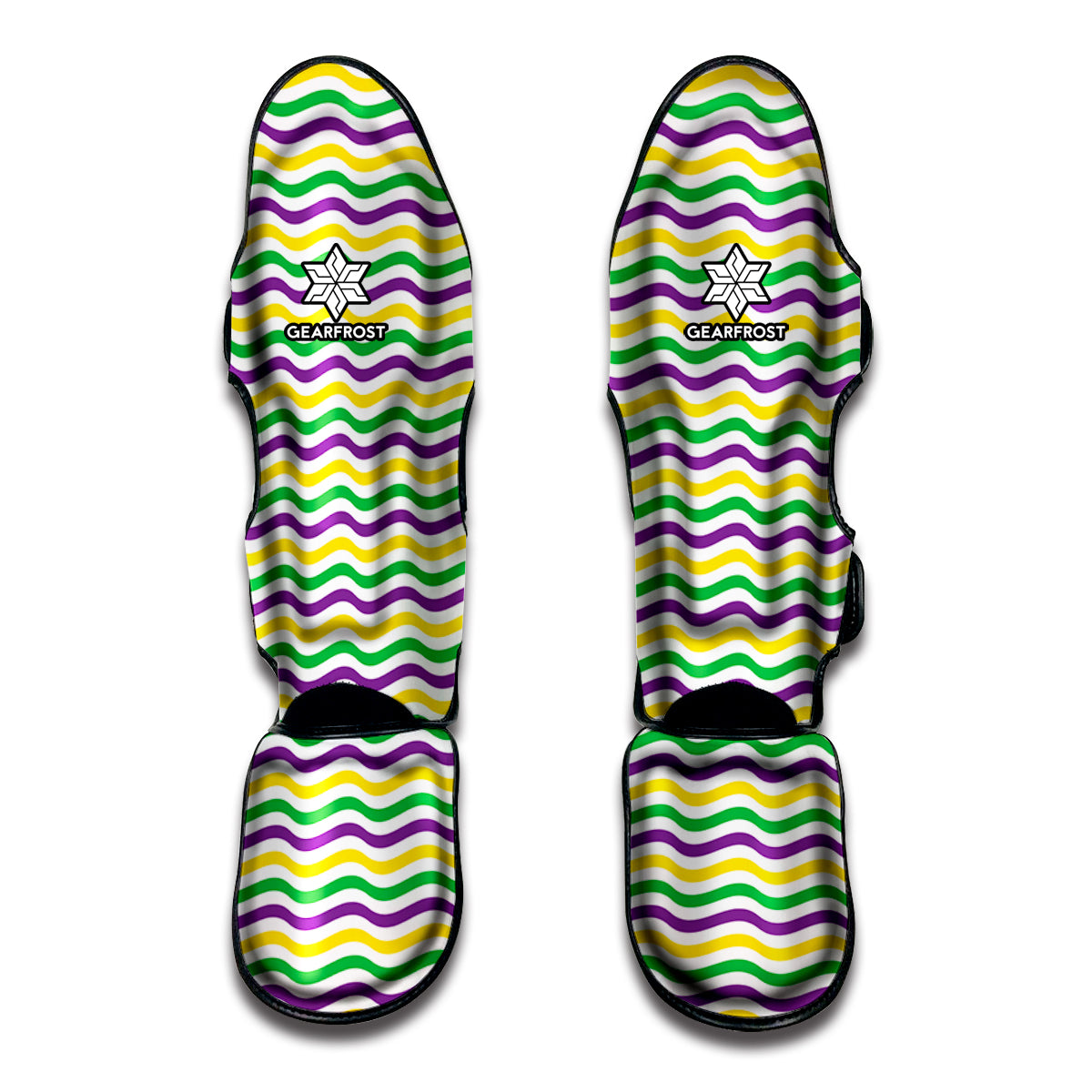 Mardi Gras Wave Pattern Print Muay Thai Shin Guard