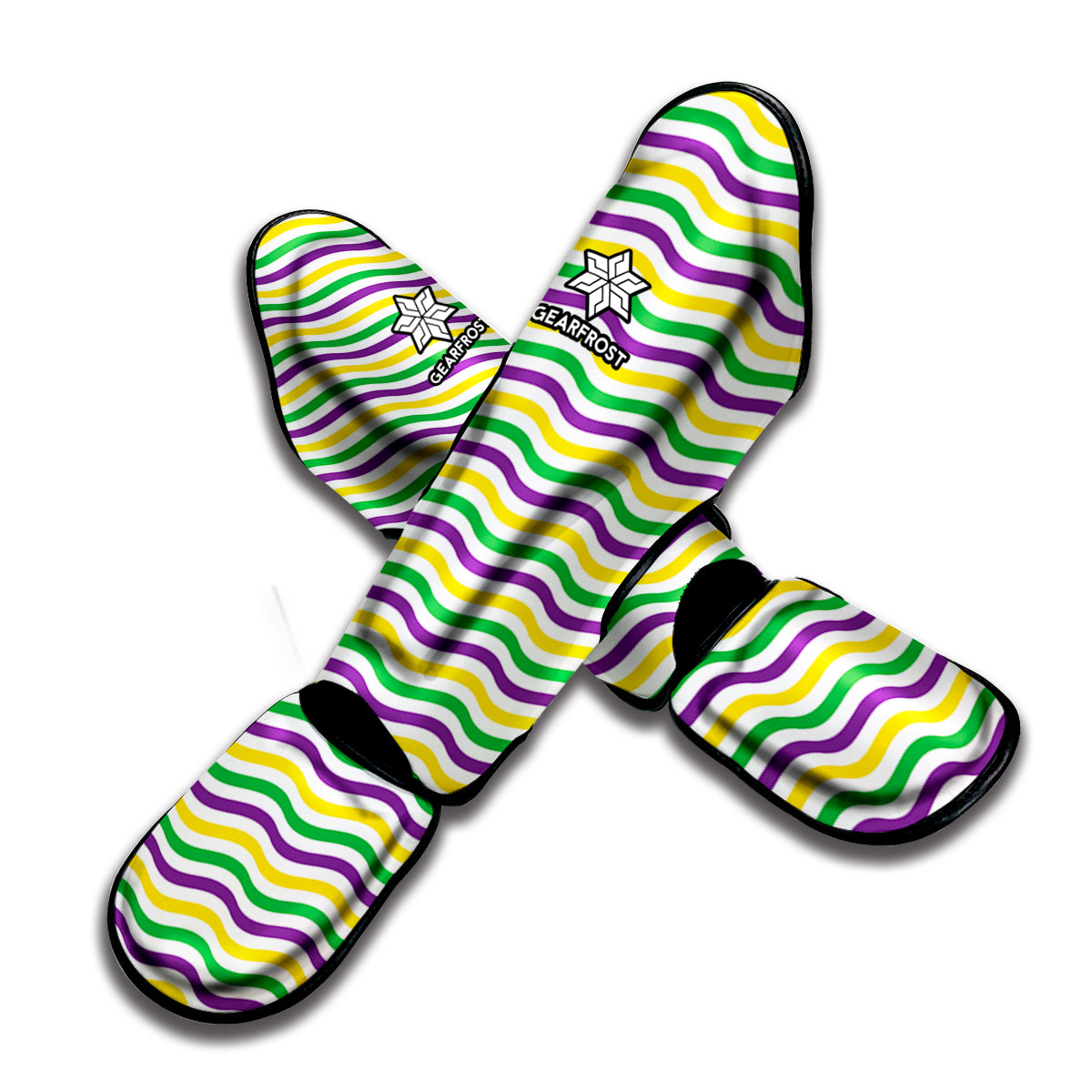 Mardi Gras Wave Pattern Print Muay Thai Shin Guard