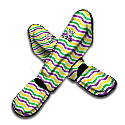 Mardi Gras Wave Pattern Print Muay Thai Shin Guard