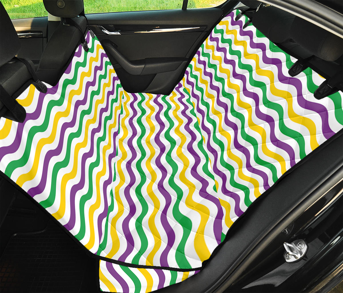 Mardi Gras Wave Pattern Print Pet Car Back Seat Cover