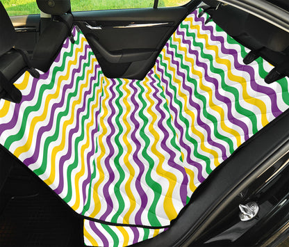 Mardi Gras Wave Pattern Print Pet Car Back Seat Cover