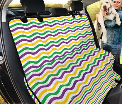 Mardi Gras Wave Pattern Print Pet Car Back Seat Cover