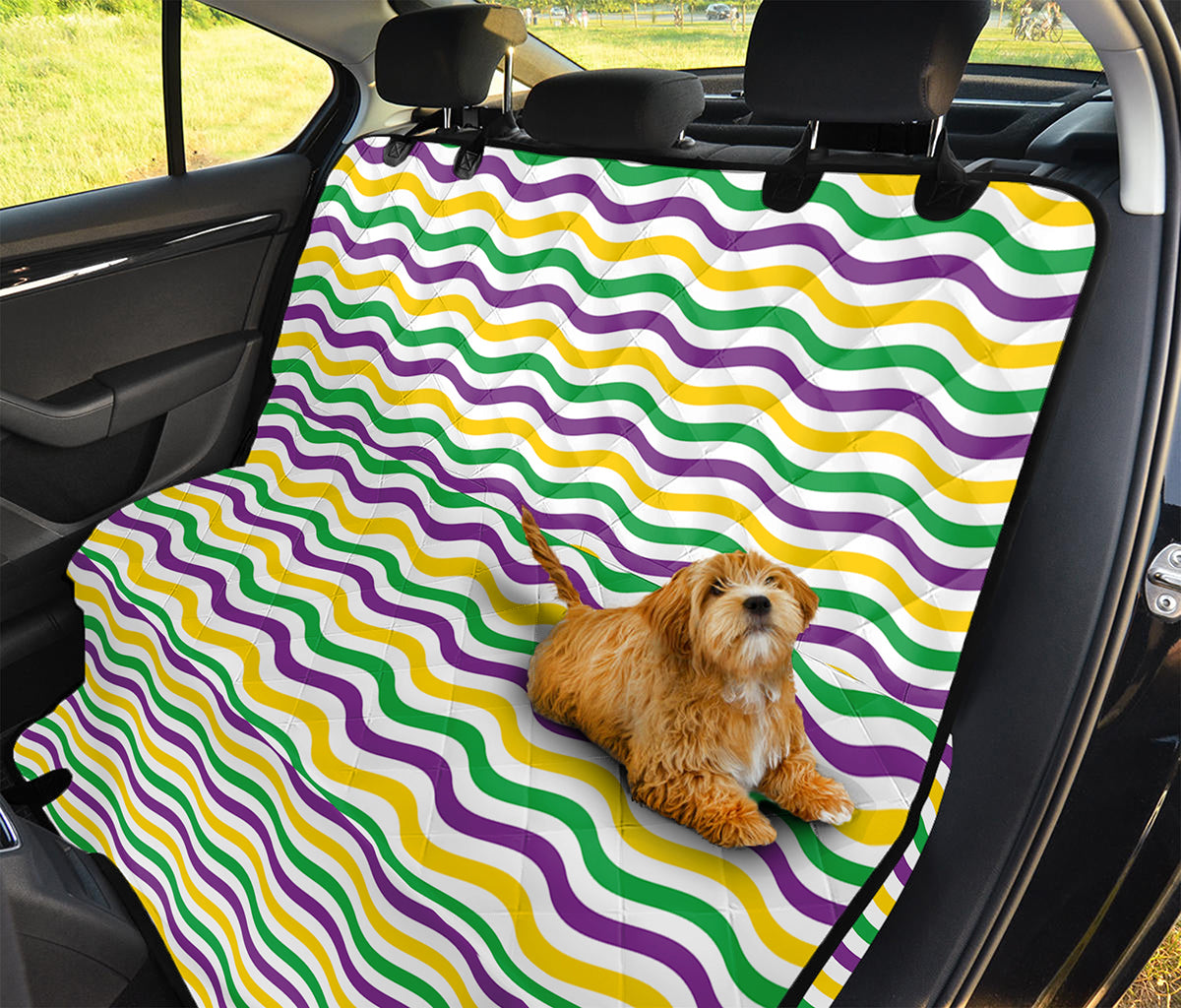 Mardi Gras Wave Pattern Print Pet Car Back Seat Cover